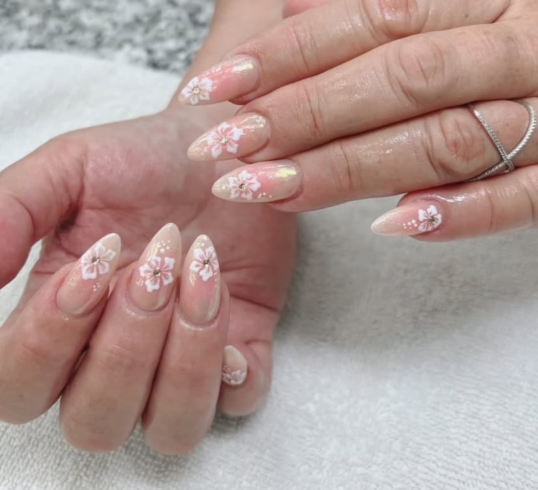 Cherry blossom almond nails
